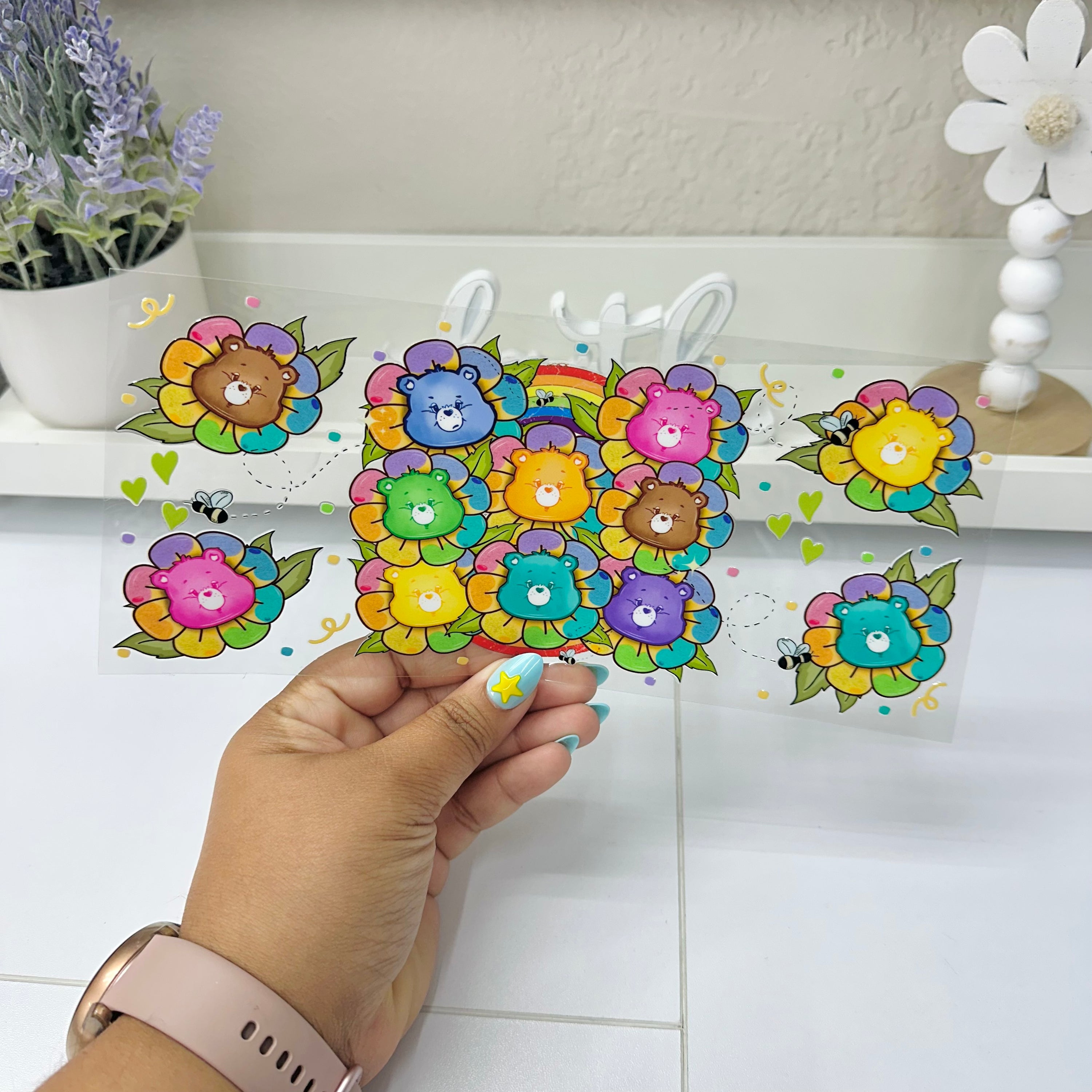 Flores de osos coloridas | UV DTF