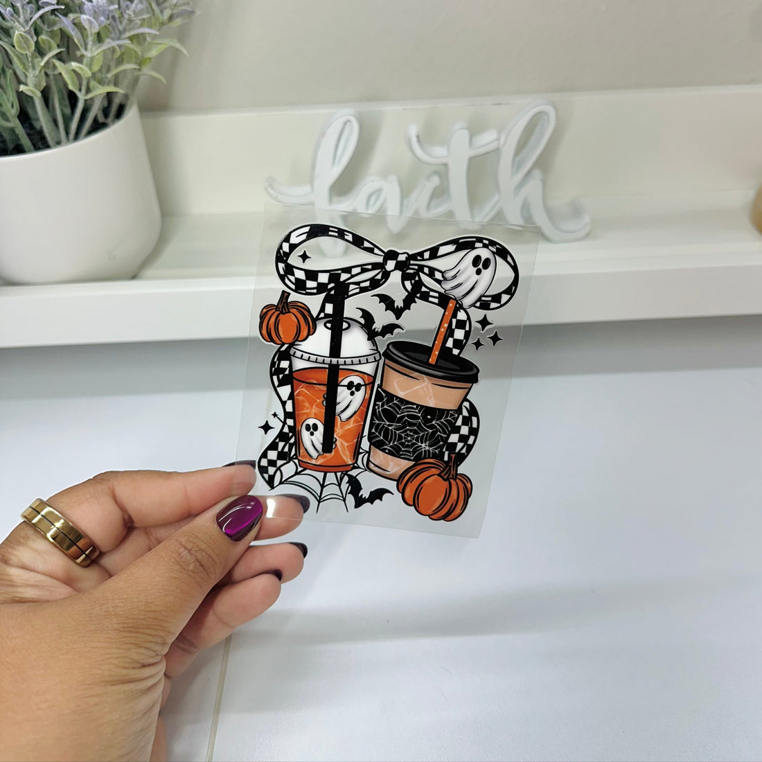 Halloween Coffee Bow | UV DTF Decal