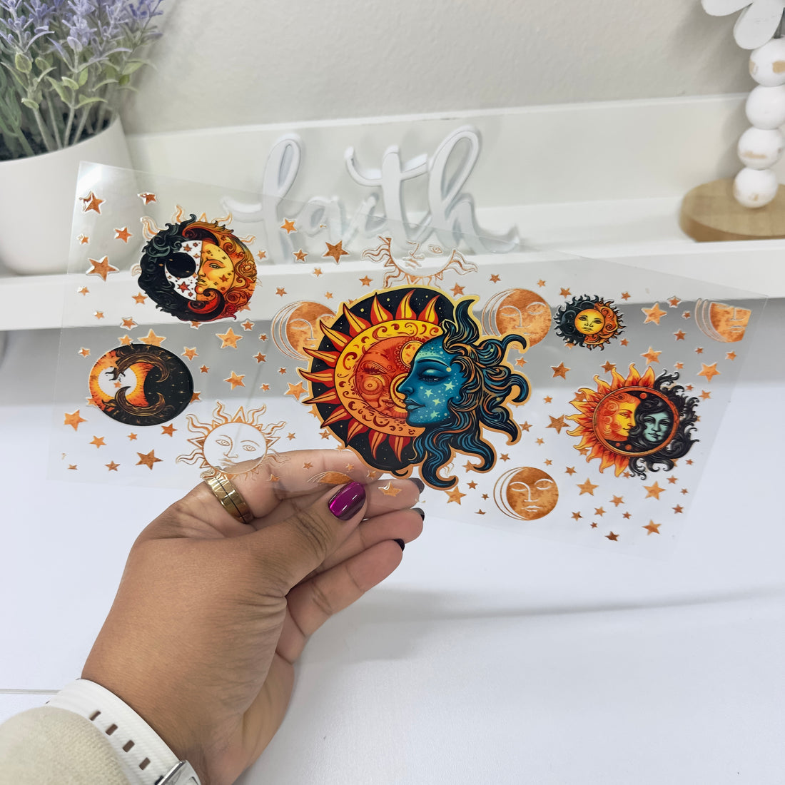 Celestial Sun Moon UV DTF Wrap