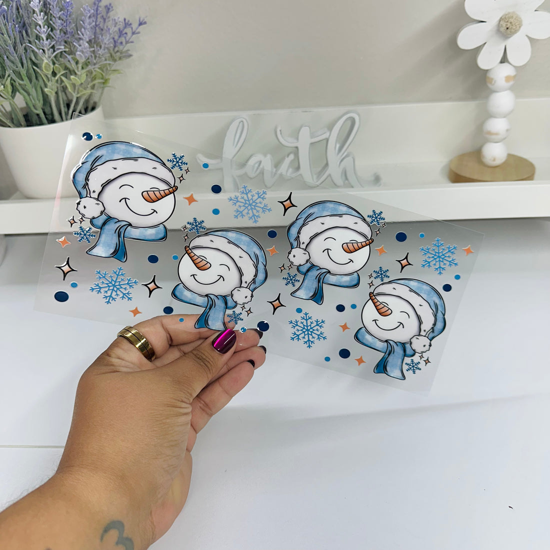 Blue Snowmen | UV DTF Wrap