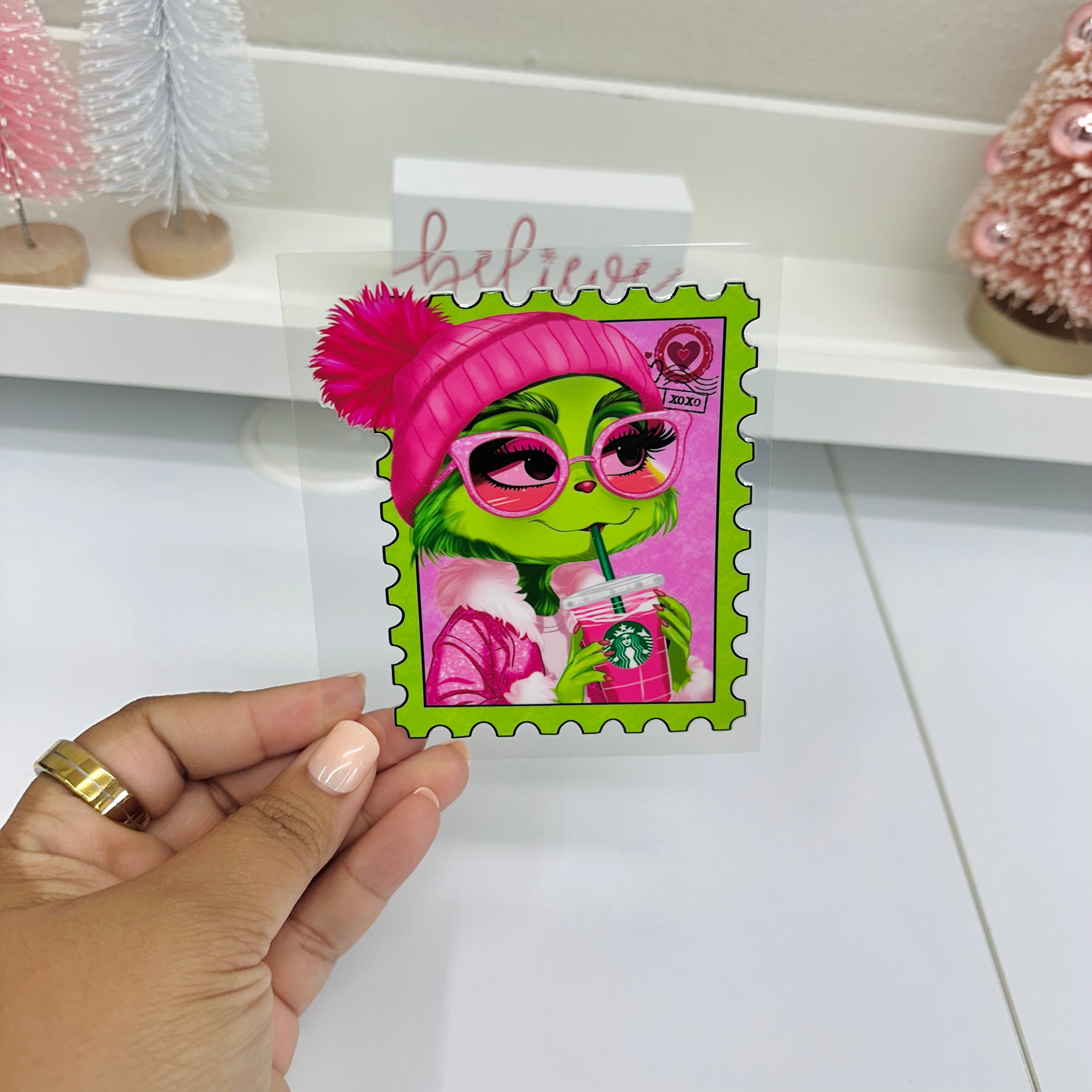 Girl Green Christmas | UV DTF Decal