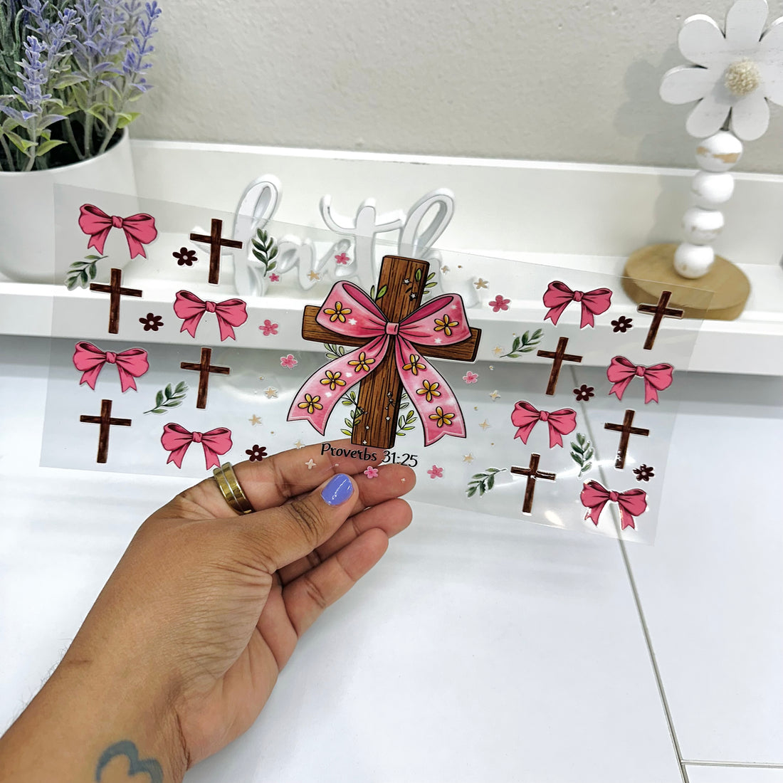 Cross and Coquette Bow | UV DTF