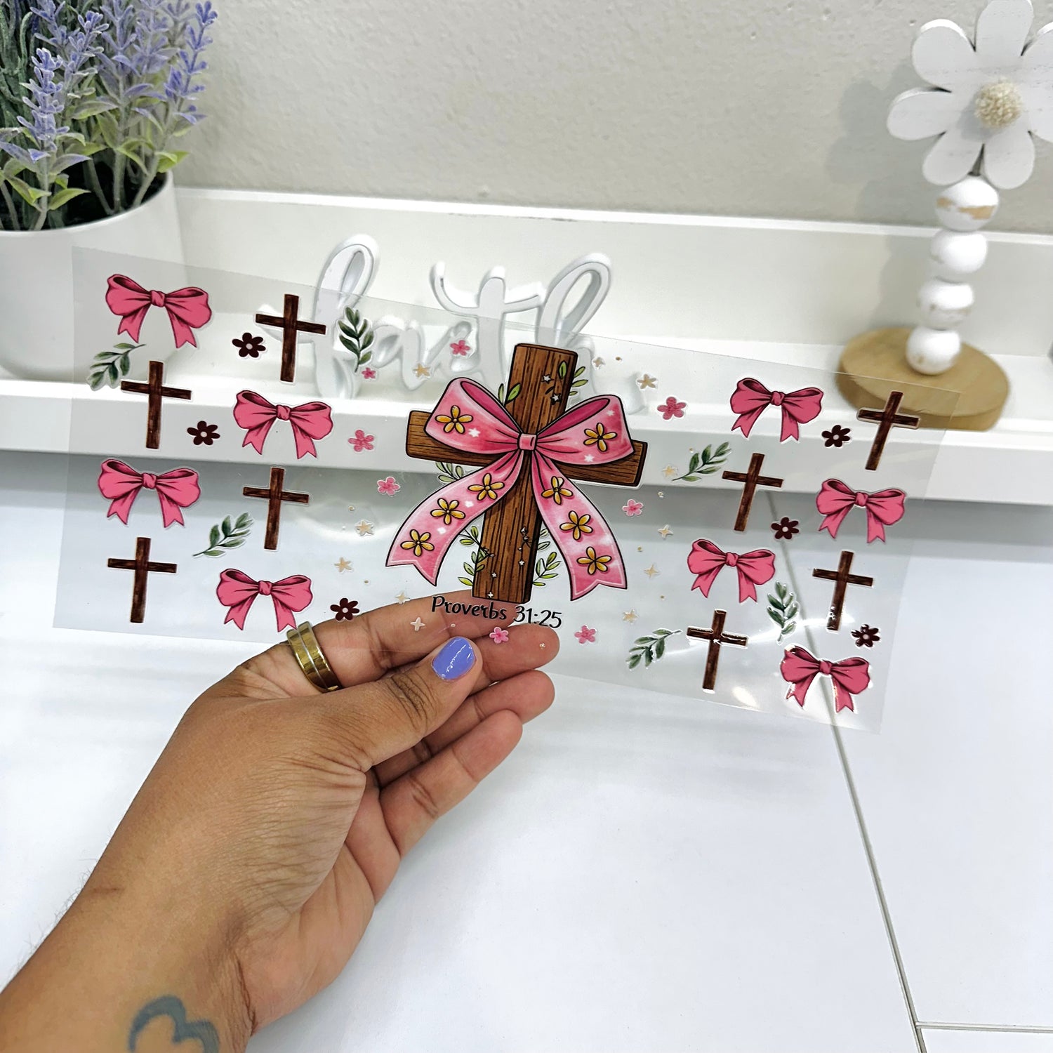 Cross and Coquette Bow | UV DTF