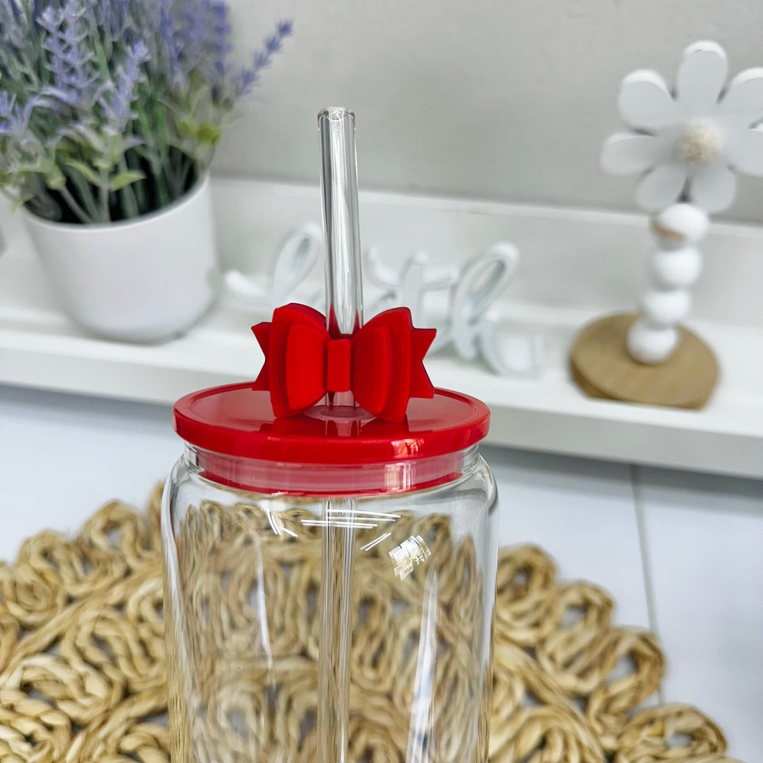 Red Bow 3D Straw Topper