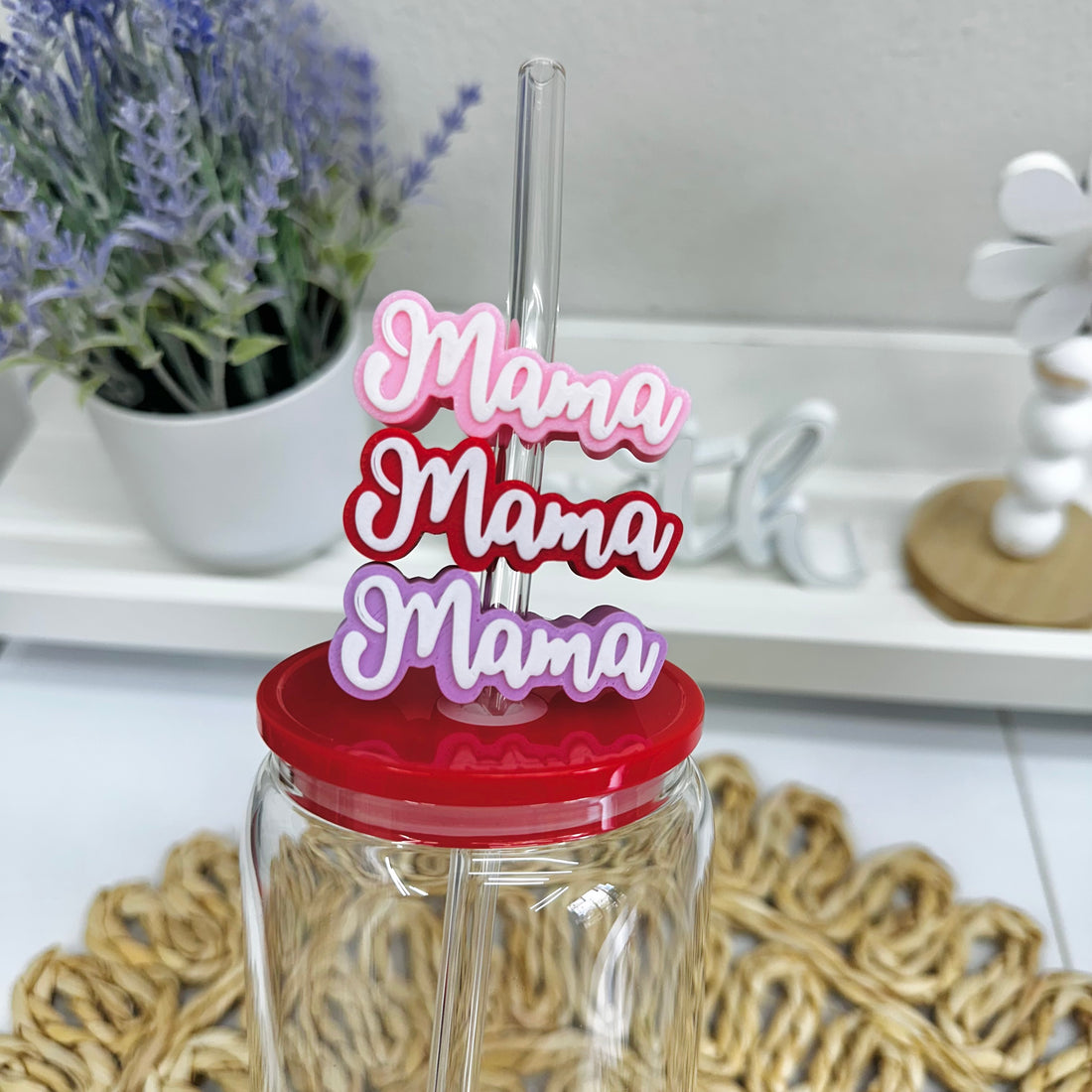 Mama 3D Straw Topper