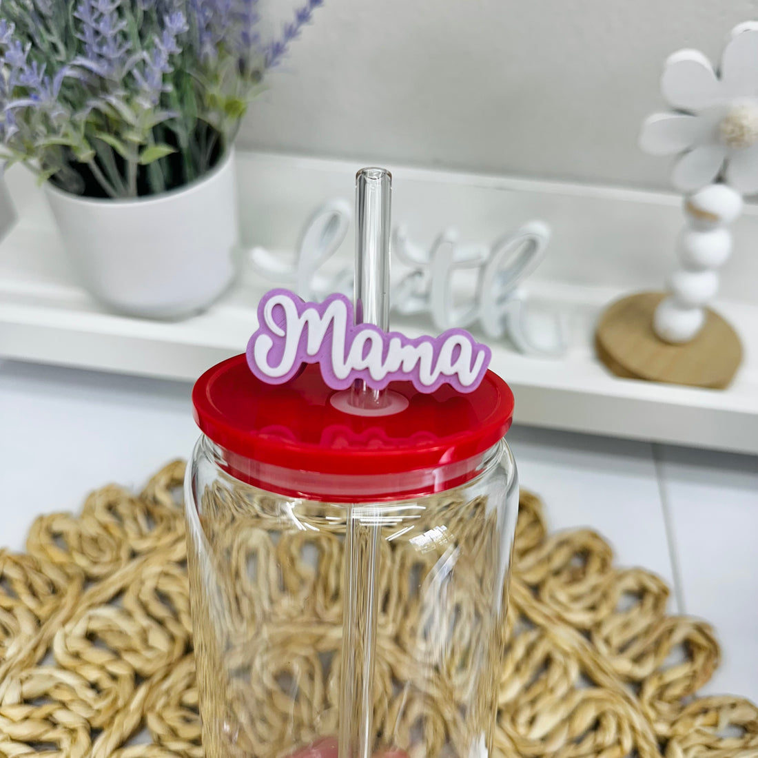 Mama 3D Straw Topper
