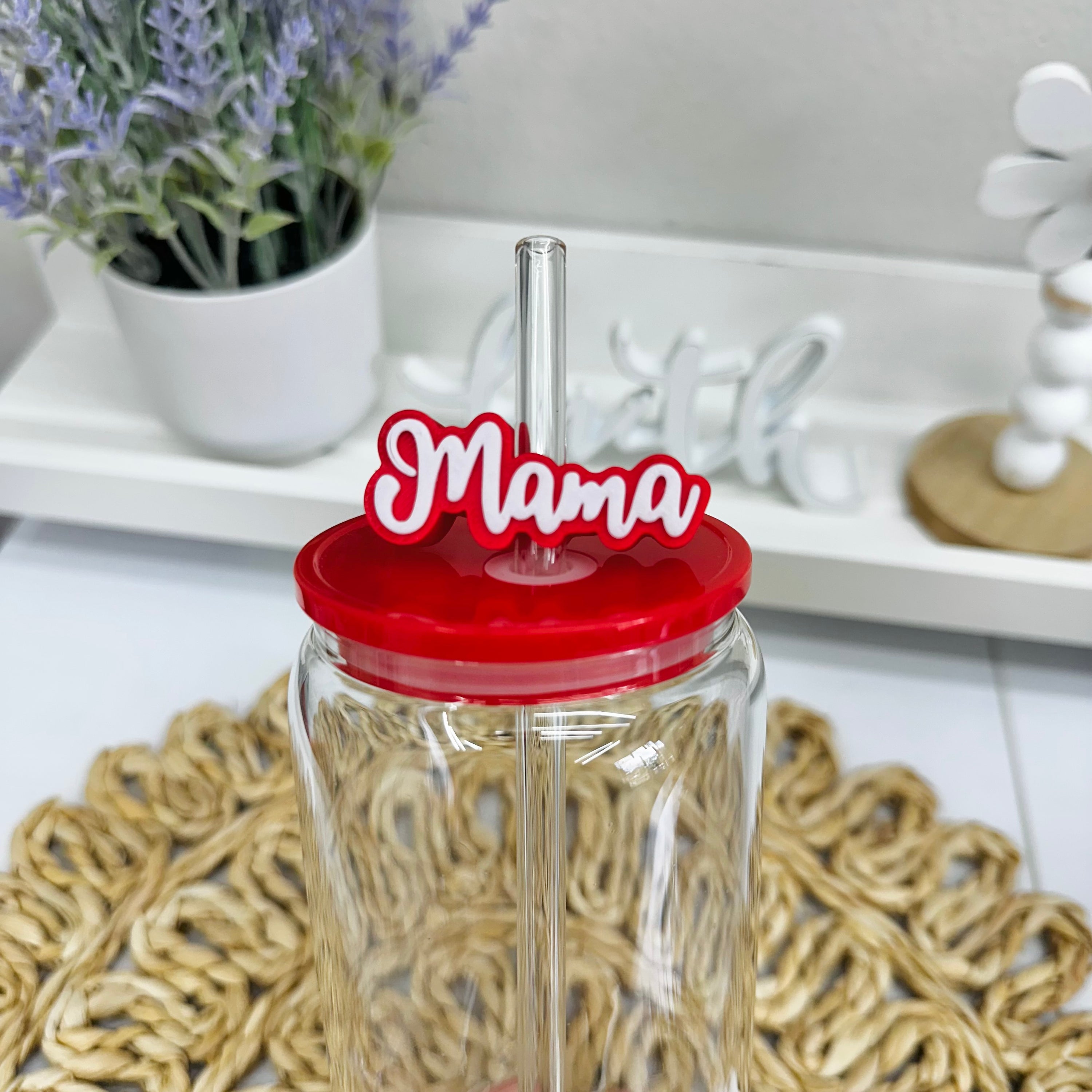 Mama 3D Straw Topper