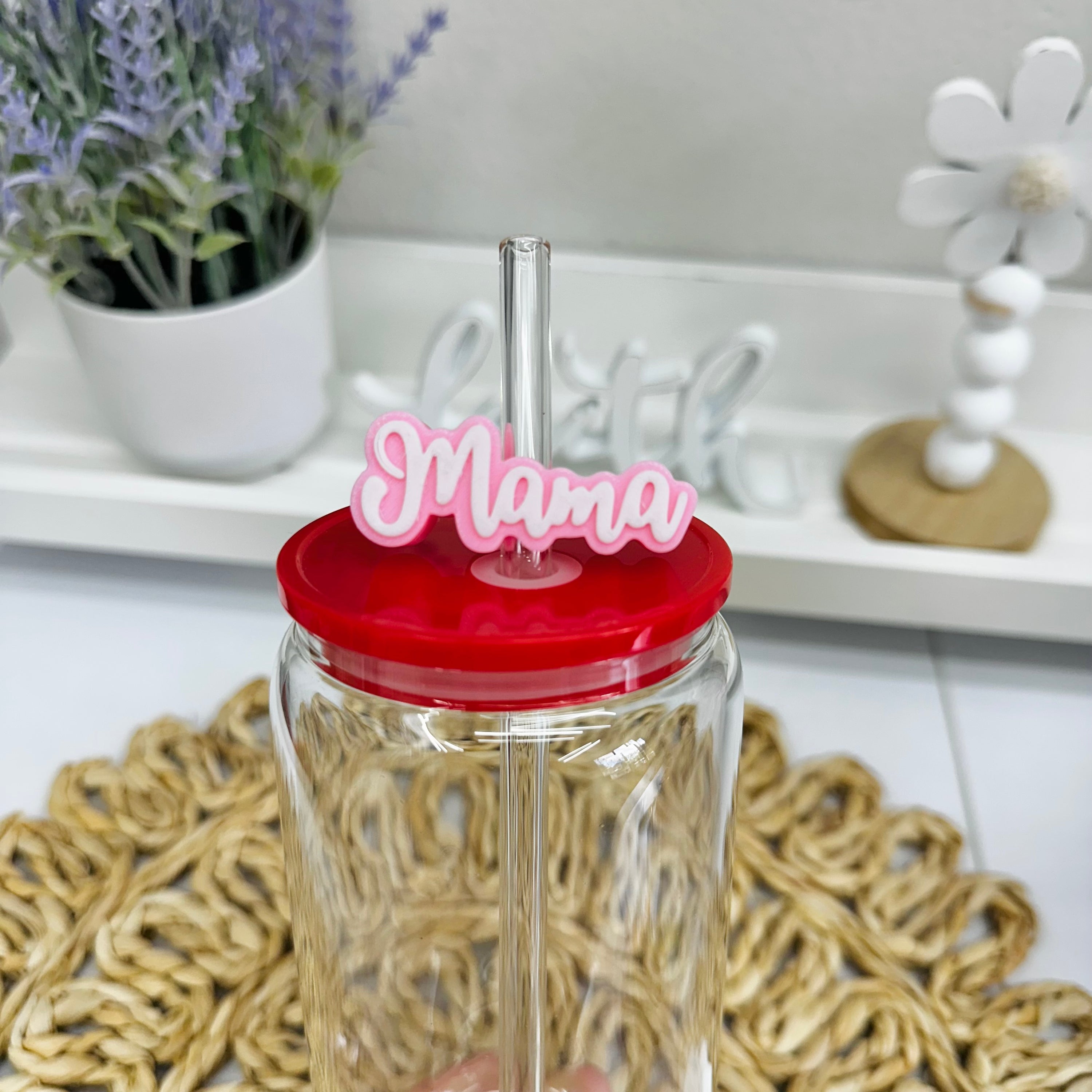 Mama 3D Straw Topper