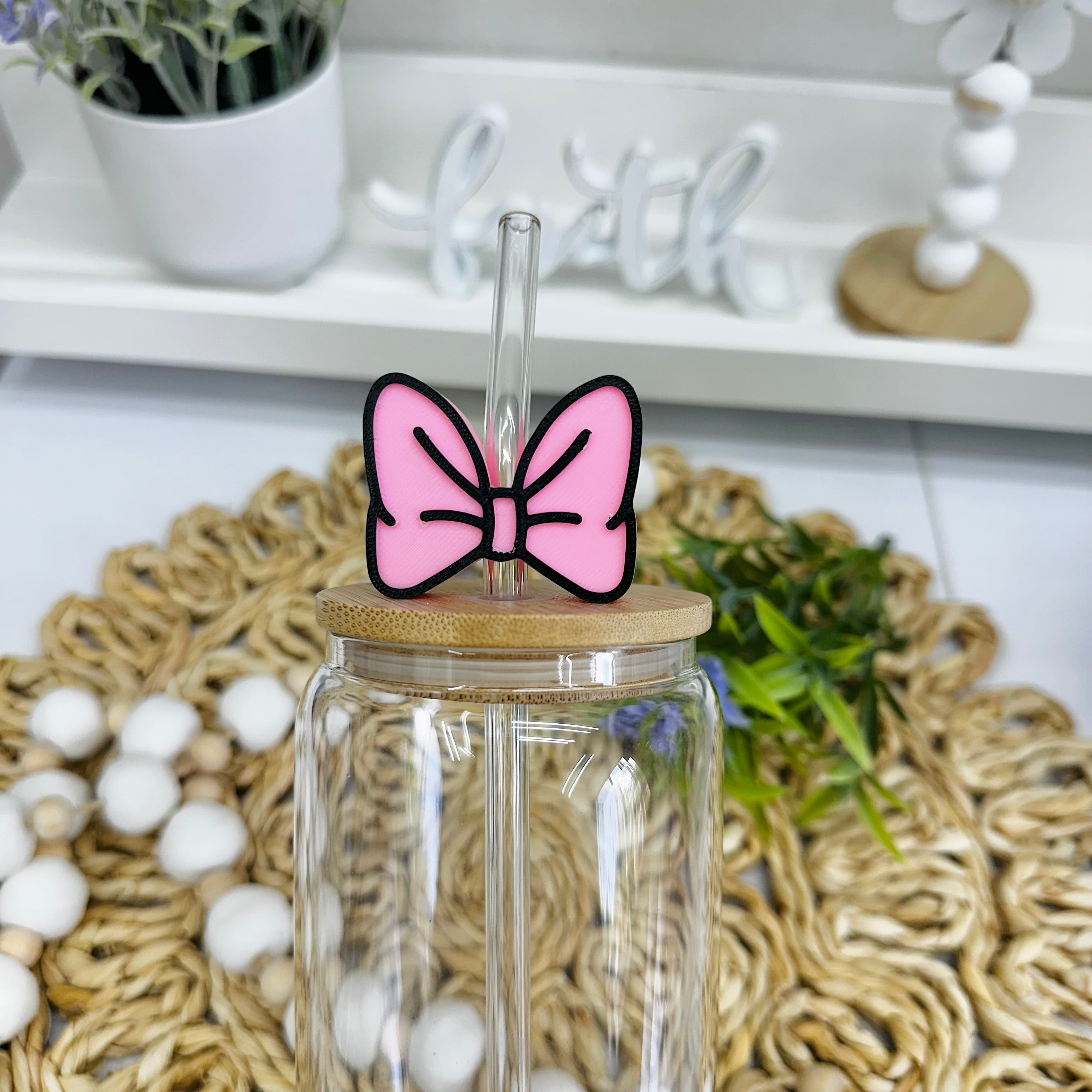 Coquette Bow 3D Straw Topper