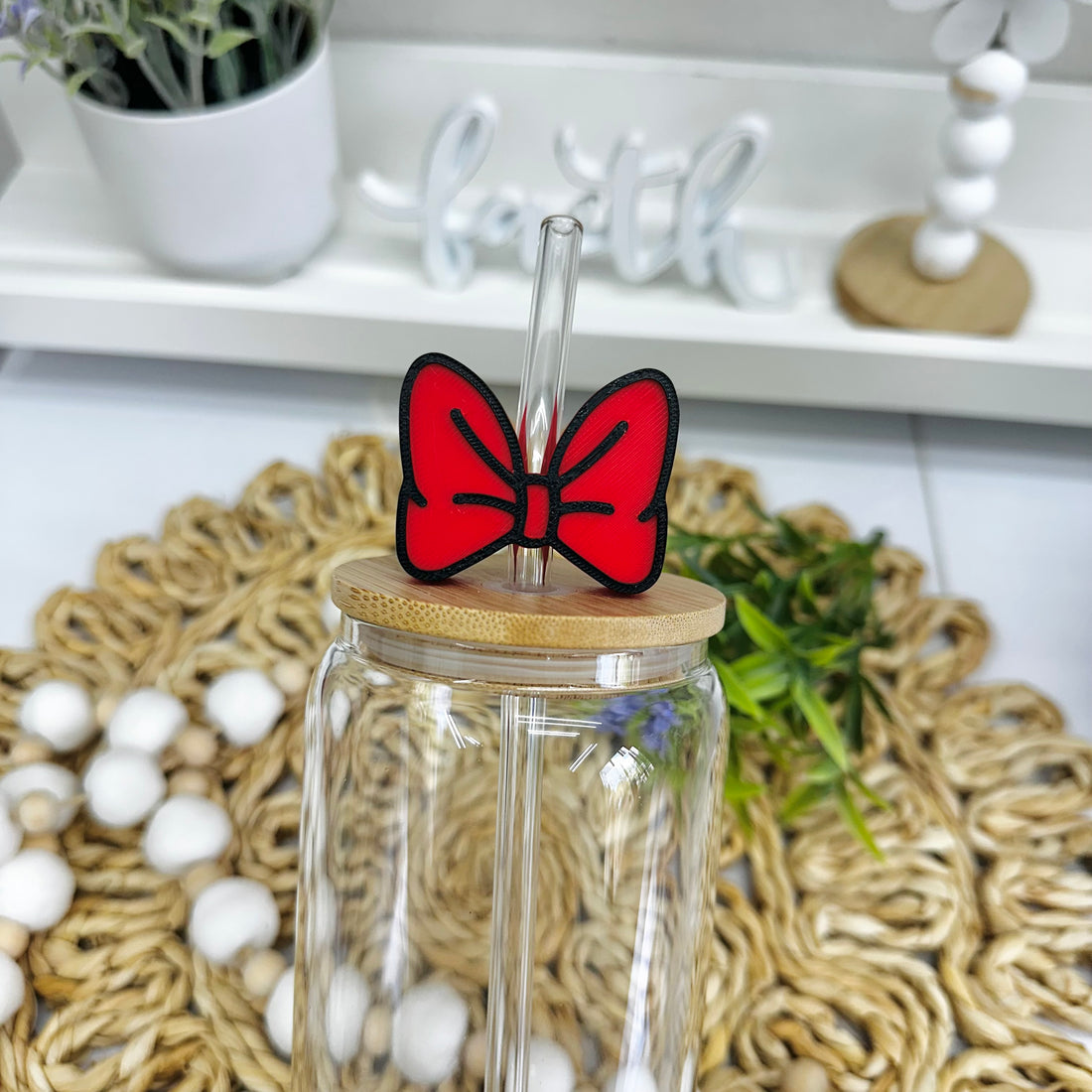 Coquette Bow 3D Straw Topper