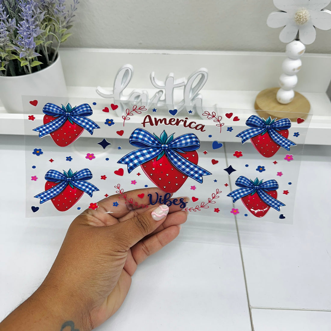 4th Strawberry Bows | UV DTF