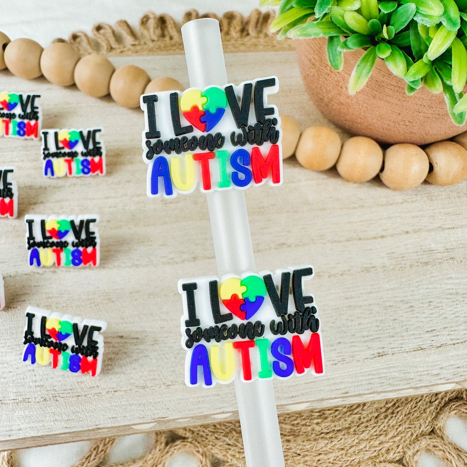 I Love Autism | Straw Charms